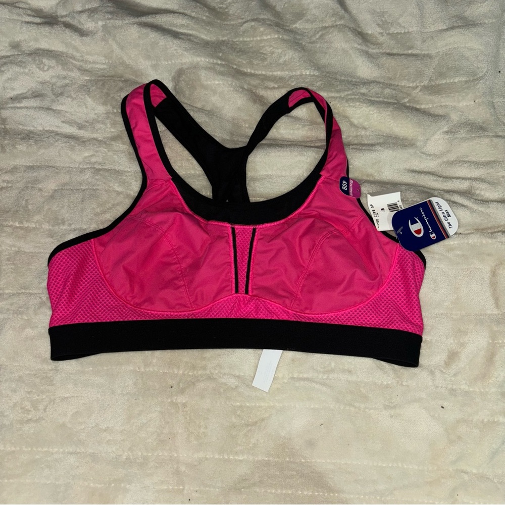 Champion pink and black sports bra